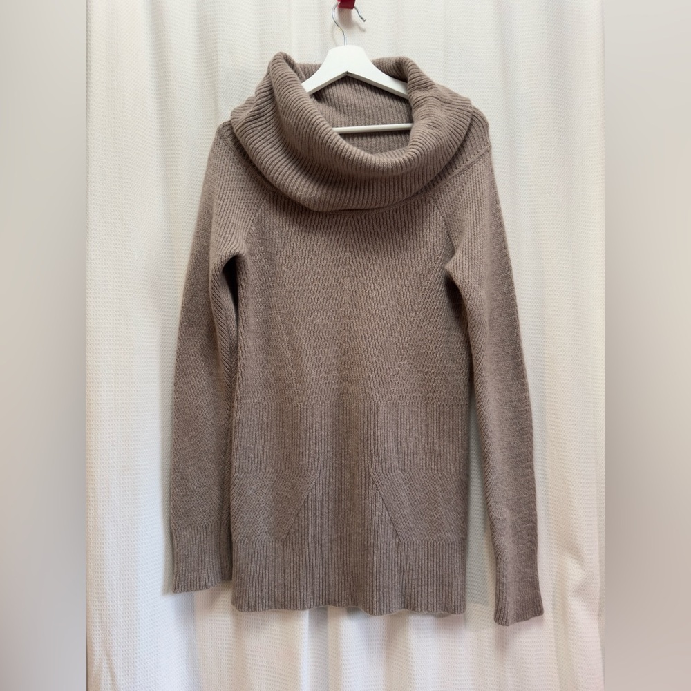 Cashmere Margaret O’Leary Taupe Cowl Neck Women's Sweater